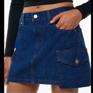 Denim Forum '90s Cargo Mini Denim Skirt